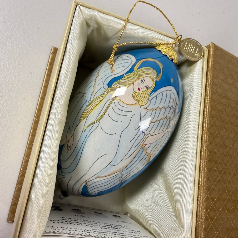New Pier 1 Imports Li Bien Angelโ Christmas Ornament 2016 Hand Painted Glass Egg